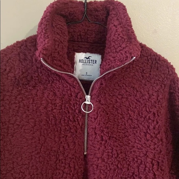HOLLISTER Burgundy Teddy Pullover Sweater Small Junior’s  Womens - Picture 5 of 9